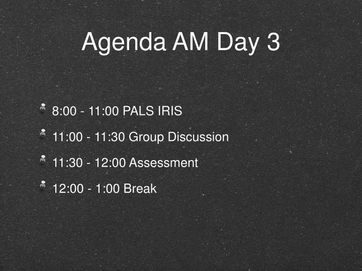 agenda am day 3