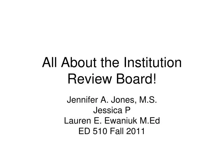 all about the institution review board