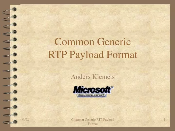 common generic rtp payload format