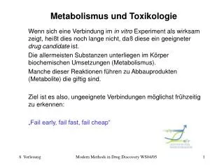 metabolismus und toxikologie