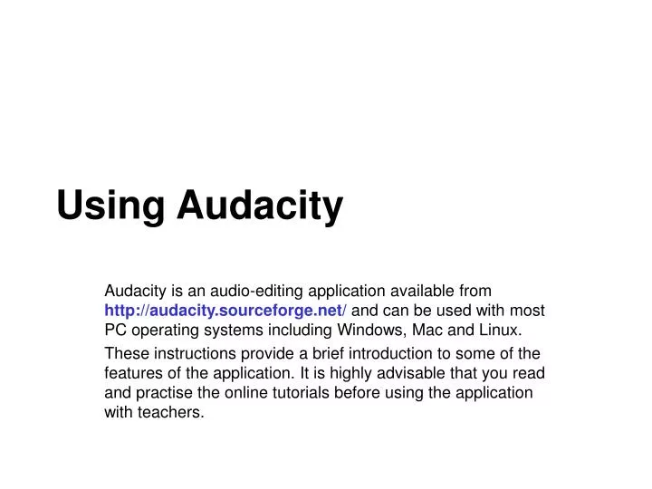 Using Audacity N 