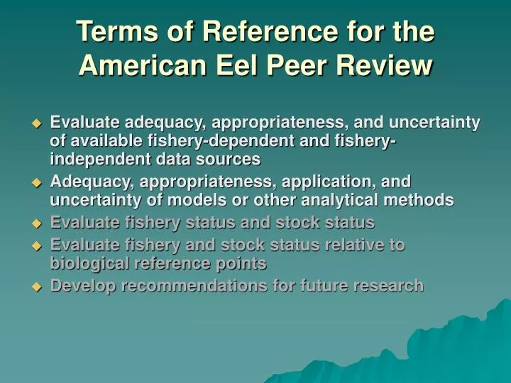 terms of reference for the american eel peer review