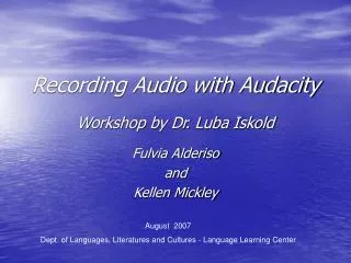 Recording Audio with Audacity