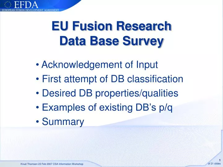 eu fusion research data base survey