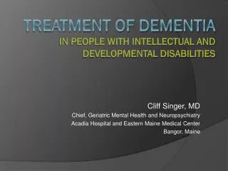 treatment of dementia in people with intellectual and developmental disabilities