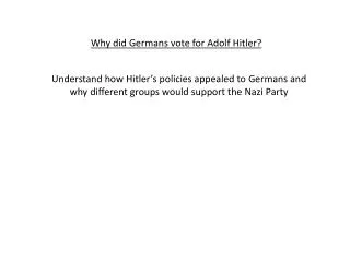 Why did Germans vote for Adolf Hitler?