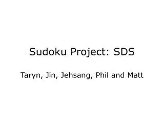 Sudoku Project: SDS