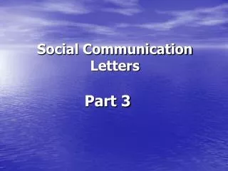 Social Communication Letters