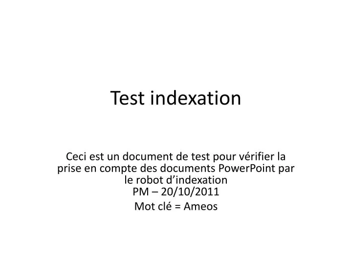 test indexation