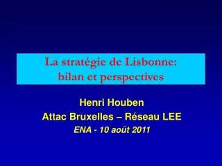 la strat gie de lisbonne bilan et perspectives