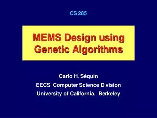 MEMS Design using Genetic Algorithms