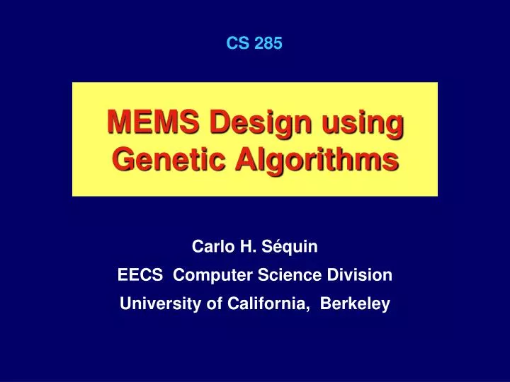 mems design using genetic algorithms