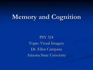 Memory and Cognition