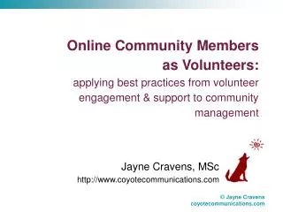 Jayne Cravens, MSc coyotecommunications