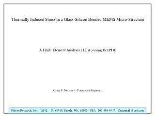 Thermally Induced Stress in a Glass-Silicon Bonded MEMS Micro-Structure