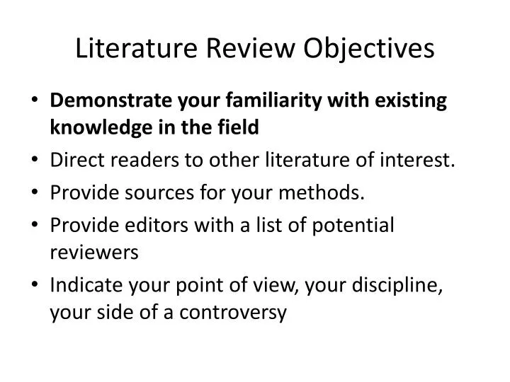 literature review objectives