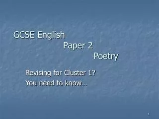 GCSE English Paper 2 Poetry