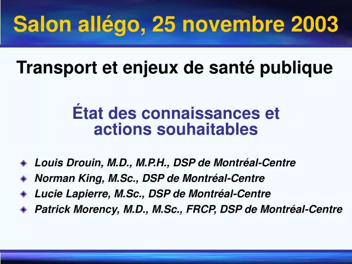 transport et enjeux de sant publique