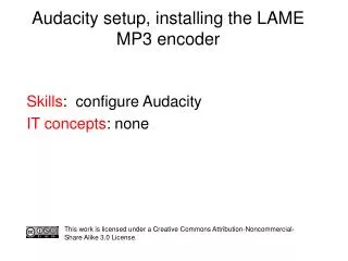 Audacity setup, installing the LAME MP3 encoder