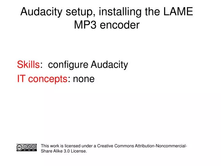 audacity setup installing the lame mp3 encoder