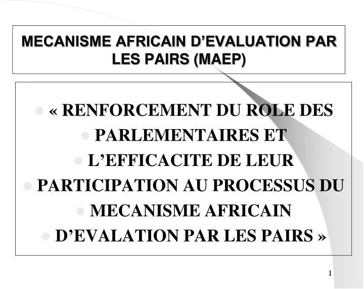 mecanisme africain d evaluation par les pairs maep