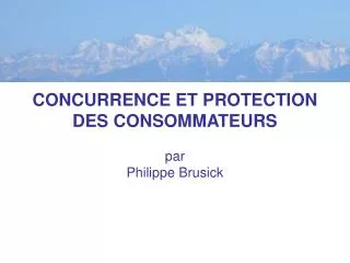 concurrence et protection des consommateurs