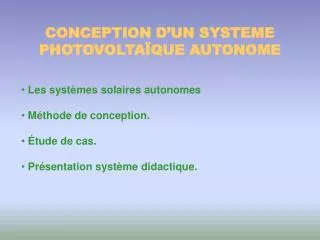 conception d un systeme photovolta que autonome