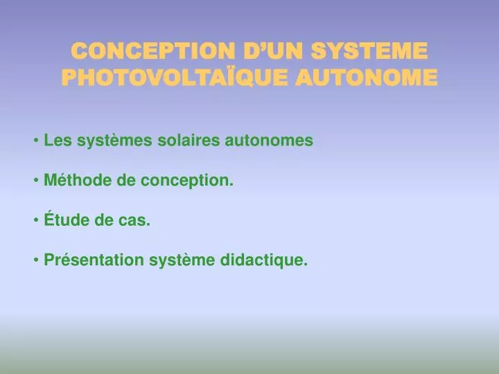 conception d un systeme photovolta que autonome