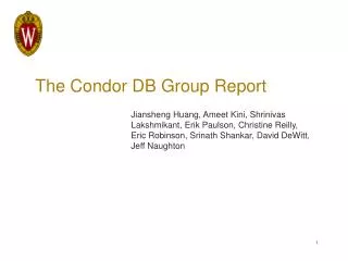 The Condor DB Group Report