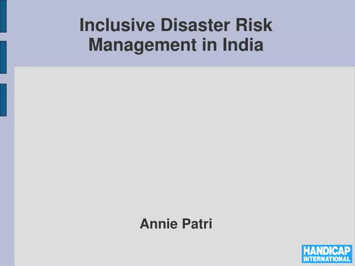 inclusive disaster risk management in india