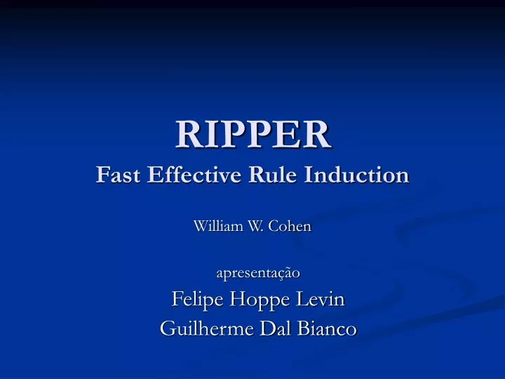 ripper fast effective rule induction