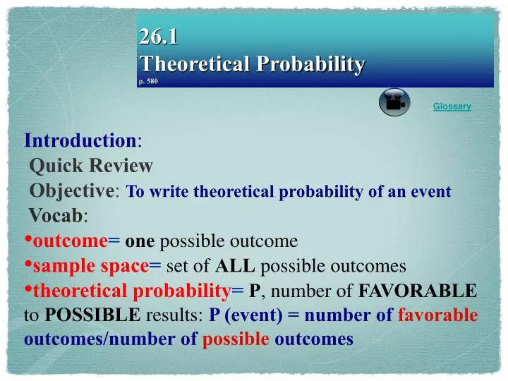 26 1 theoretical probability p 580