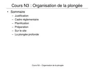 cours n3 organisation de la plong e