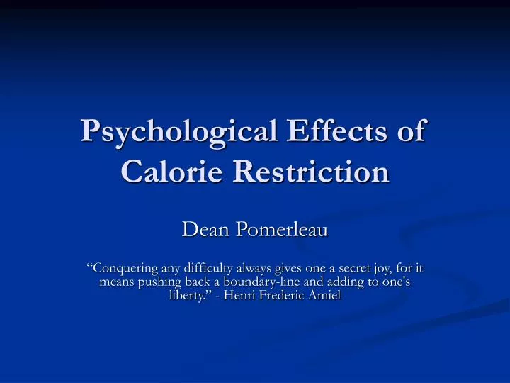 psychological effects of calorie restriction
