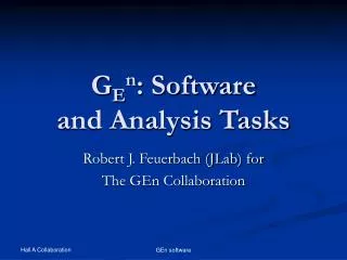 G E n : Software and Analysis Tasks