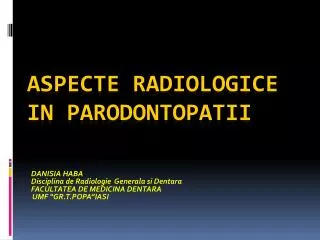 aspecte radiologice in parodontopatii