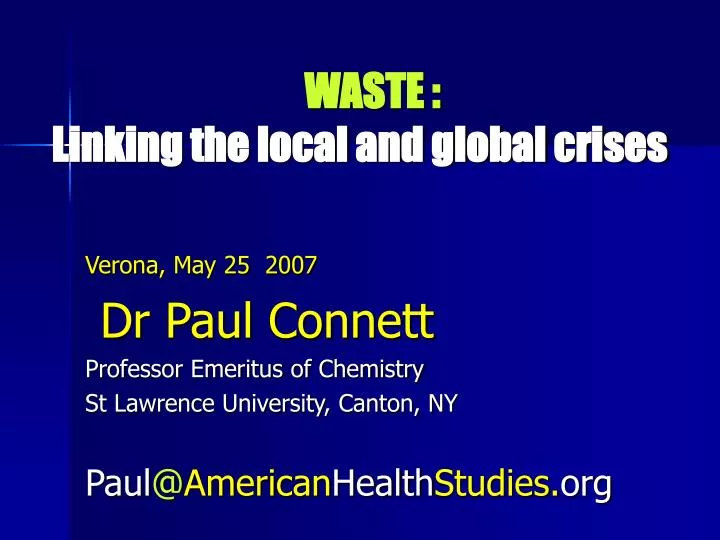waste linking the local and global crises
