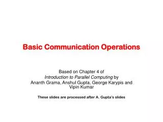 Basic Communication Operations
