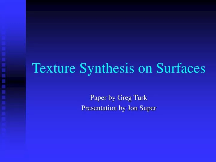 texture synthesis on surfaces