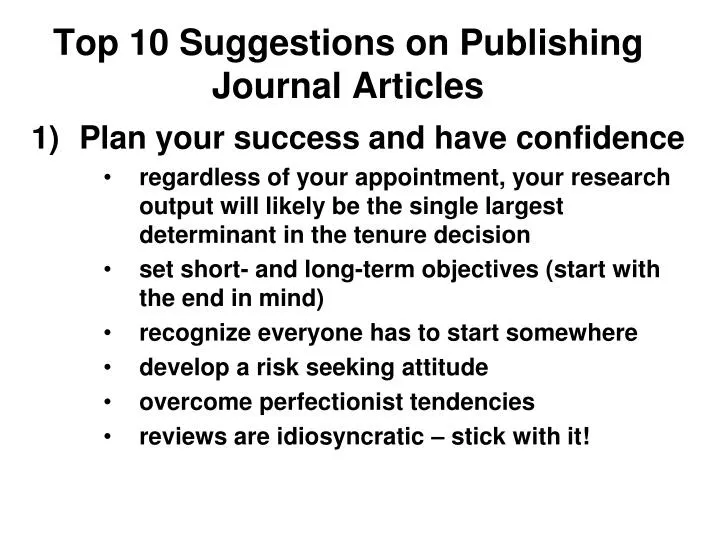 top 10 suggestions on publishing journal articles