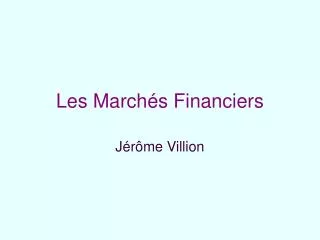 les march s financiers