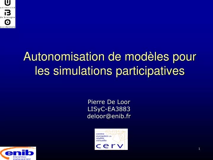 autonomisation de mod les pour les simulations participatives