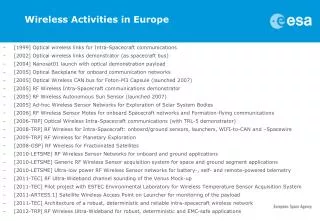 Wireless Activities in Europe