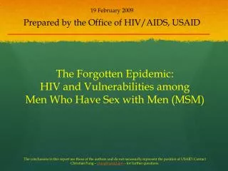 19 February 2009 Prepared by the Office of HIV/AIDS, USAID