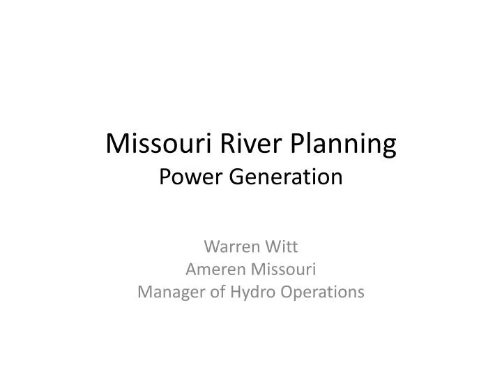 missouri river planning power generation