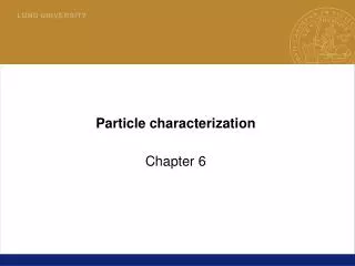 Particle characterization