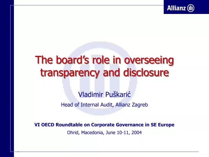 the board s role in overseeing transparency and disclosure
