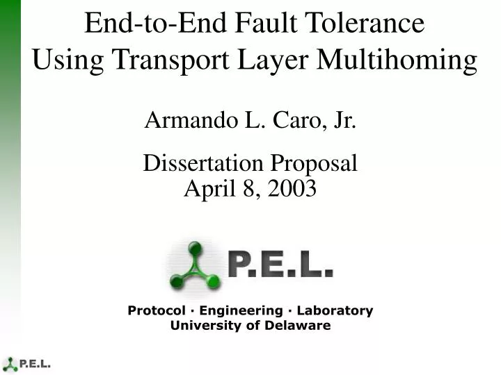 end to end fault tolerance using transport layer multihoming