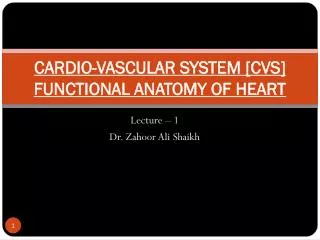 CARDIO-VASCULAR SYSTEM [CVS] FUNCTIONAL ANATOMY OF HEART