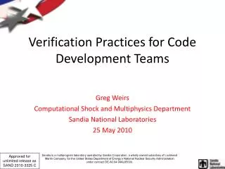 Verification Practices for Code Development Teams